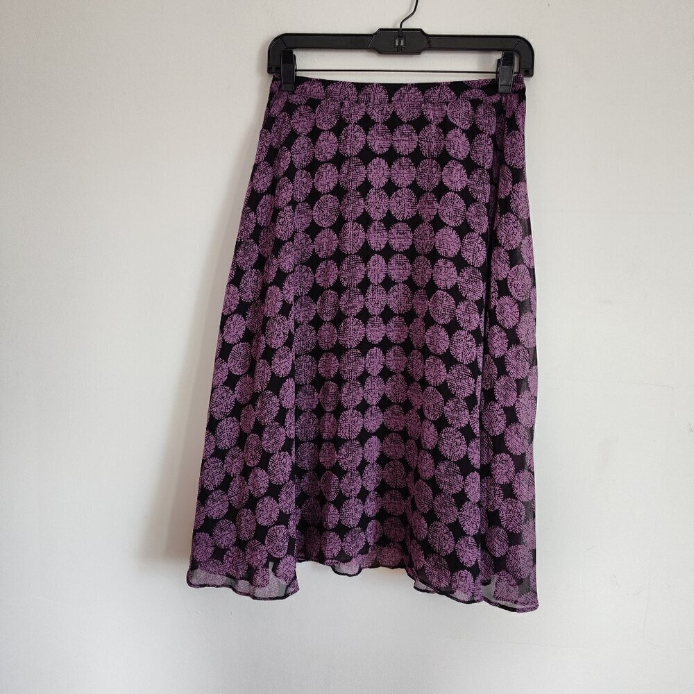 Ladies SZ 0 Halogen Black/Purple Polka-Dot Skirt